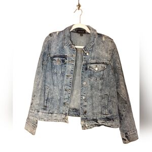 Lane Bryant distressed denim jacket